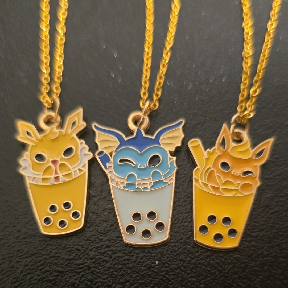 Jolteon, Vaporeon & Flareon Bubble Tea Necklace Set